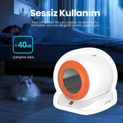 Groove Q-Clean Wi-Fi Akıllı Otomatik Kedi Tuvaleti Kum Kabı Turuncu (Ultra Sessiz+Akıllı Sprey Koku Giderici+APP Kontrol+Akıllı Sensör) - Thumbnail