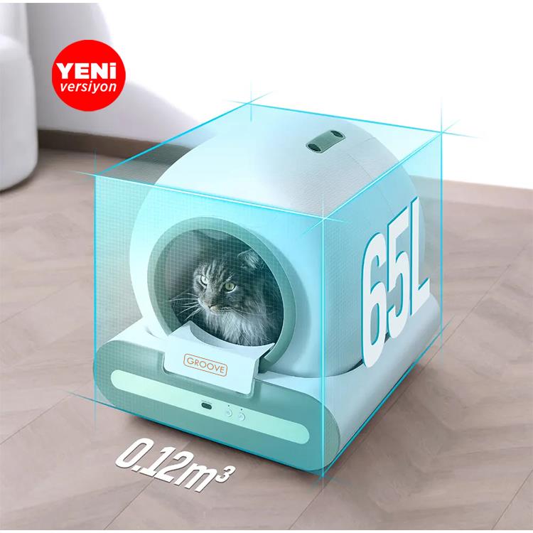 Groove Ti+ 65L Wi-Fi Akıllı Otomatik Kedi Tuvaleti Kum Kabı Kahverengi (Ultra Sessiz+APP Kontrol+Akıllı Sensör+UV Filtre)