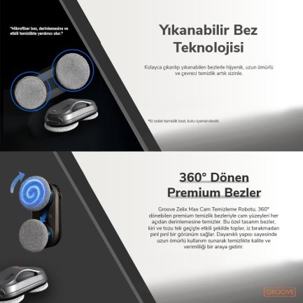 Groove Zelix Max Akıllı Cam Temizleme Silme Robotu +Yapay Zeka Desteği+Ultra Sessiz+Akıllı Sensör - Thumbnail