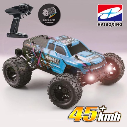 HAIBOXING RC 1/16 Ravage 45+ KM/H Sürat Uzaktan Kumandalı RC Model Araba RTR Elektrikli 4WD Brushless Fırçasız Offroad Truck (Mavi) - Thumbnail