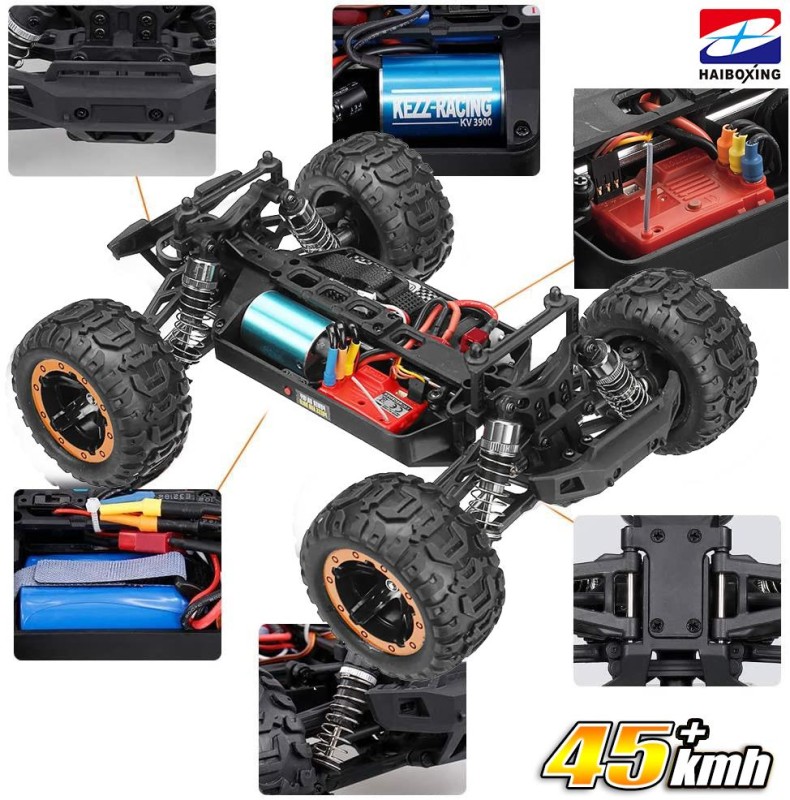 HAIBOXING RC 1/16 Ravage 45+ KM/H Sürat Uzaktan Kumandalı RC Model Araba RTR Elektrikli 4WD Brushless Fırçasız Offroad Truck (Mavi)