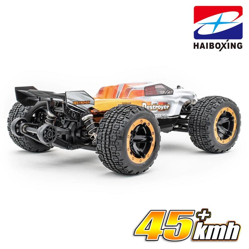 HAIBOXING RC 1/16 Destroyer 45 KM+ Sürat Uzaktan Kumandalı Model RC Model Araba RTR Elektrikli 4WD Brushless Fırçasız Truggy Truck (Turuncu)