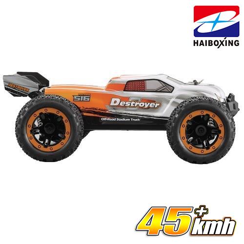 HAIBOXING RC 1/16 Destroyer 45 KM+ Sürat Uzaktan Kumandalı Model RC Model Araba RTR Elektrikli 4WD Brushless Fırçasız Truggy Truck (Turuncu)