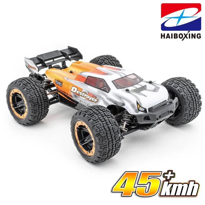 HAIBOXING RC 1/16 Destroyer 45 KM+ Sürat Uzaktan Kumandalı Model RC Model Araba RTR Elektrikli 4WD Brushless Fırçasız Truggy Truck (Turuncu)