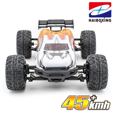 HAIBOXING RC 1/16 Destroyer 45 KM+ Sürat Uzaktan Kumandalı Model RC Model Araba RTR Elektrikli 4WD Brushless Fırçasız Truggy Truck (Turuncu) - Thumbnail