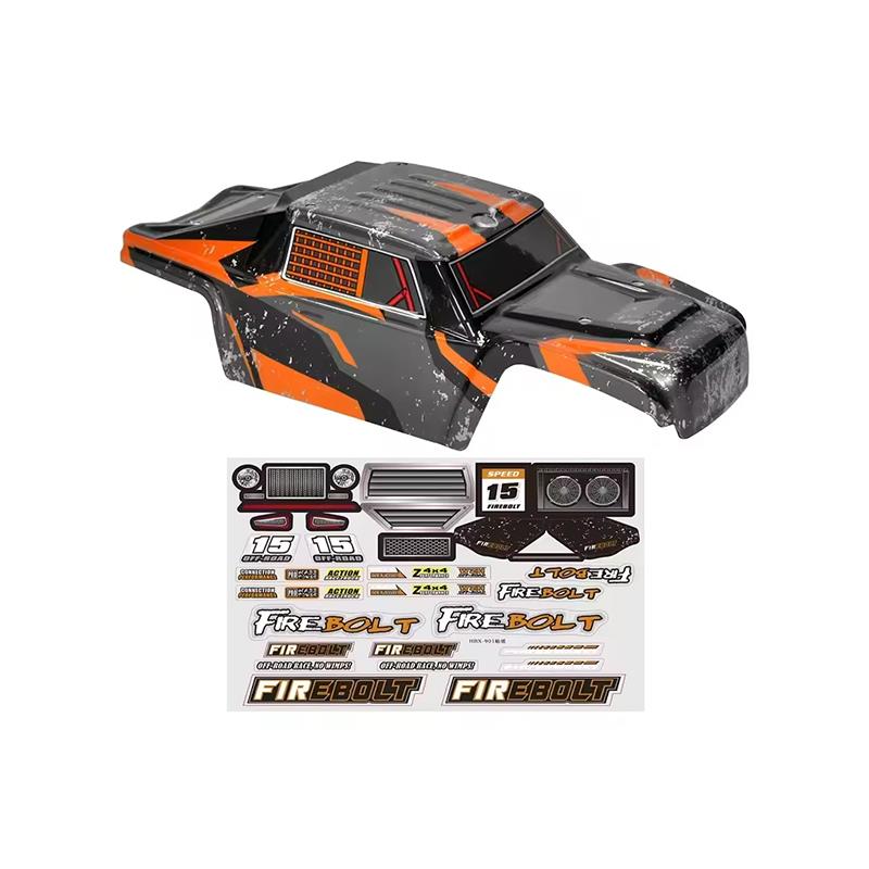 HAIBOXING 901 Firebolt RC Araba İçin Body Gövde Kep Turuncu+Sticker Çıkartma Seti 90144
