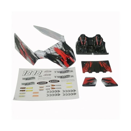 HAIBOXING - HAIBOXING 905 Twister RC Araba İçin Body Gövde Kep Kırmızı+Sticker Çıkartma Seti 90157