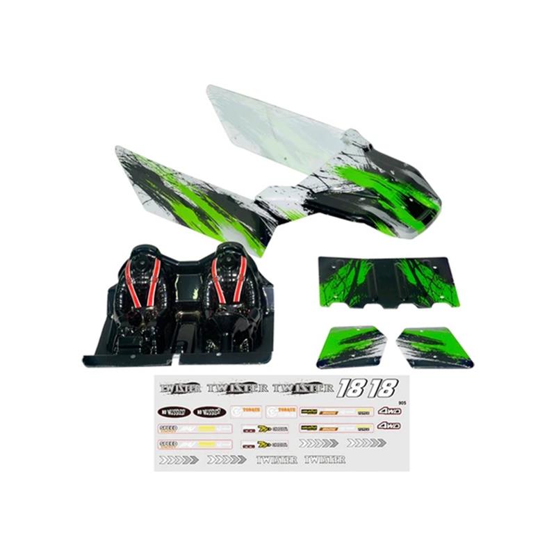 HAIBOXING 905 Twister RC Araba İçin Body Gövde Kep Yeşil+Sticker Çıkartma Seti 90158