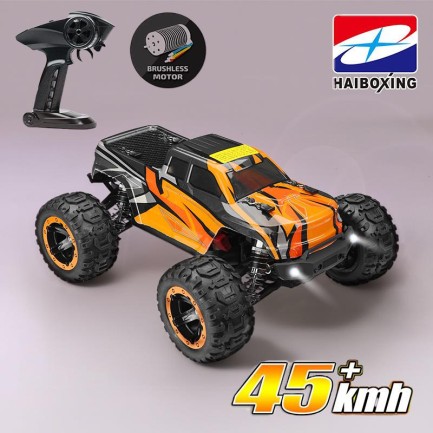 HAIBOXING - HAIBOXING RC 1/16 Ravage 45+ KM/H Sürat Uzaktan Kumandalı RC Model Araba RTR Elektrikli 4WD Brushless Fırçasız Offroad Truck (Turuncu)