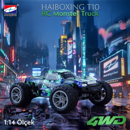 HAIBOXING - HAIBOXING RC 1/14 T10 Uzaktan Kumandalı RC Model Araba RTR Elektrikli 4WD Offroad Truck (Yeşil)