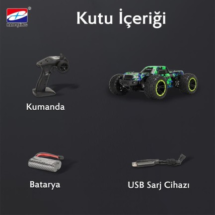 HAIBOXING RC 1/14 T10 Uzaktan Kumandalı RC Model Araba RTR Elektrikli 4WD Offroad Truck (Yeşil) - Thumbnail