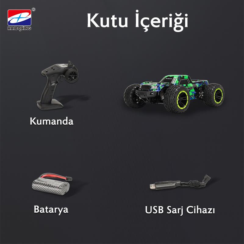 HAIBOXING RC 1/14 T10 Uzaktan Kumandalı RC Model Araba RTR Elektrikli 4WD Offroad Truck (Yeşil)