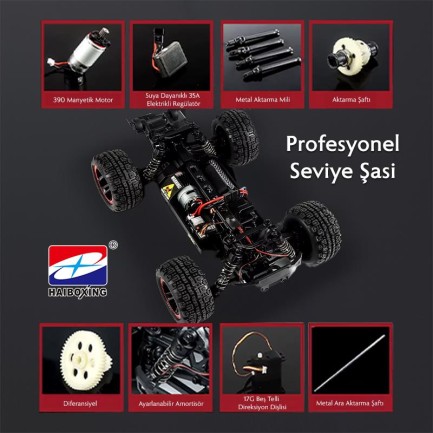 HAIBOXING RC 1/14 T10 Uzaktan Kumandalı RC Model Araba RTR Elektrikli 4WD Offroad Truck (Yeşil) - Thumbnail