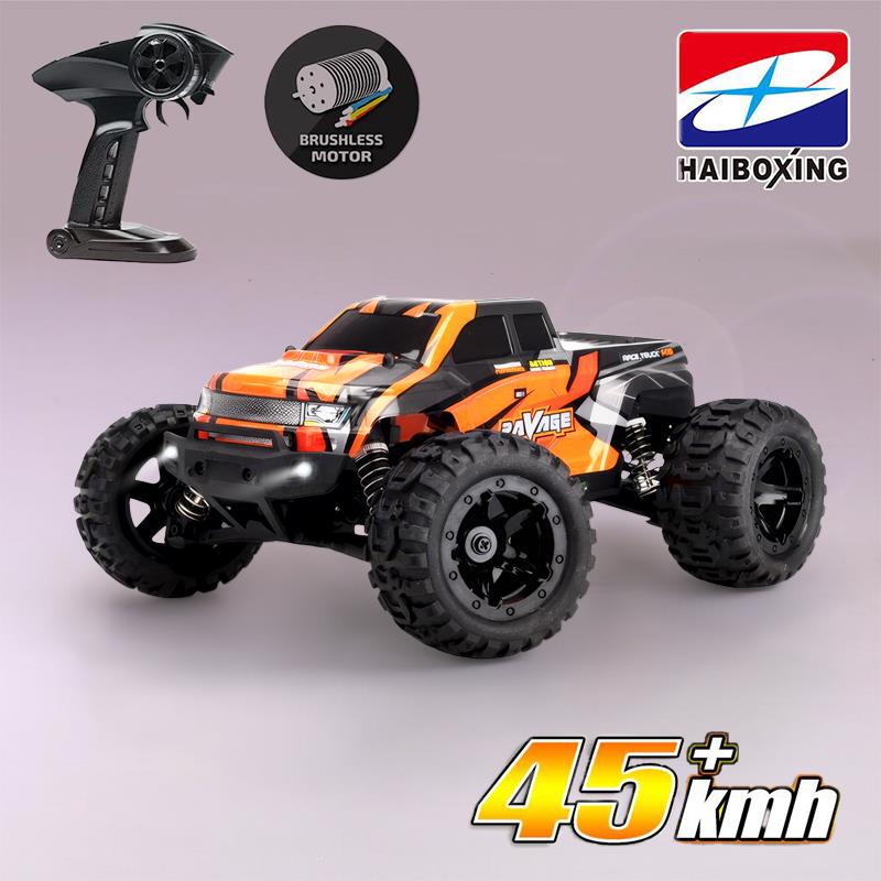 HAIBOXING RC 1/16 Ravage 45+ KM/H Sürat Uzaktan Kumandalı RC Model Araba RTR Elektrikli 4WD Brushless Fırçasız Offroad Truck (Turuncu)