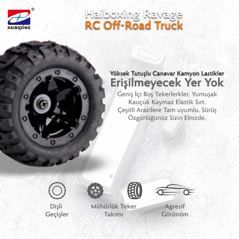 HAIBOXING RC 1/16 Ravage 45+ KM/H Sürat Uzaktan Kumandalı RC Model Araba RTR Elektrikli 4WD Brushless Fırçasız Offroad Truck (Turuncu)