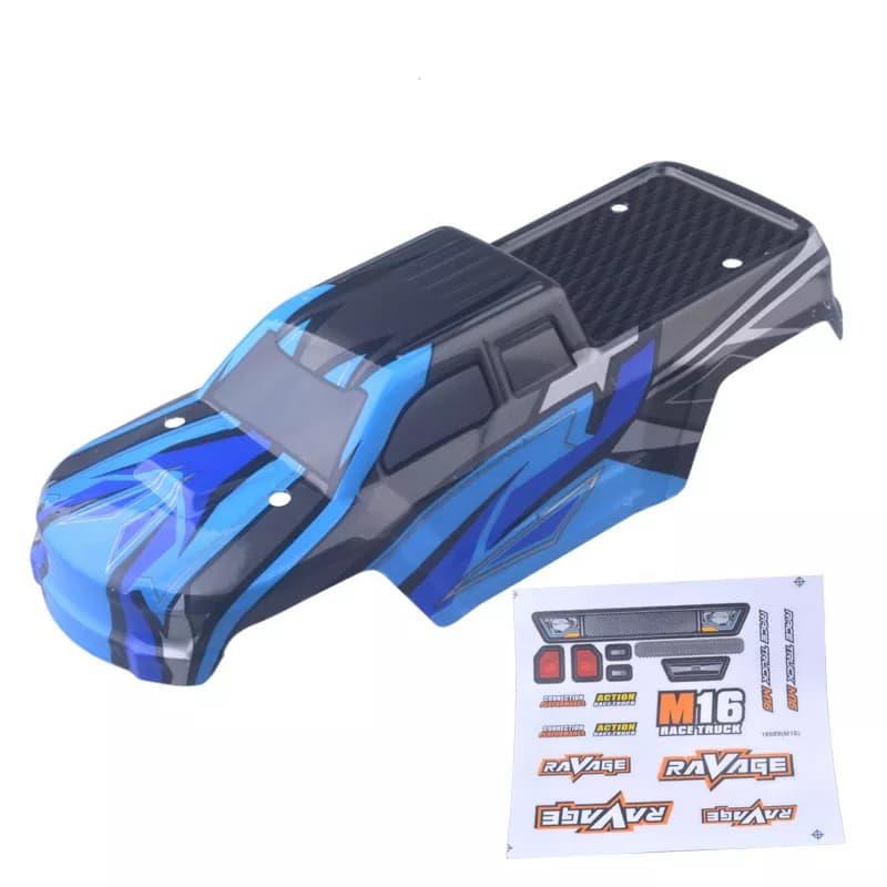 HAIBOXING 16889A/16889 Ravage RC Araba İçin Body Gövde Kep Mavi+Sticker Çıkartma Seti M16131