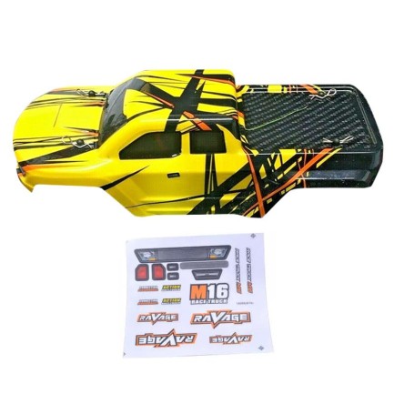 HAIBOXING - HAIBOXING 16889A/16889 Ravage RC Araba İçin Body Gövde Kep Sarı+Sticker Çıkartma Seti M16130