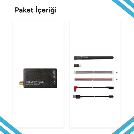 Holybro SiK Telemetry Radio V3 100mW 433MHz Modem Uzun Menzilli Radyo Telemetri Seti - Thumbnail