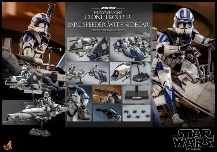 Hot Toys Heavy Weapons Clone Trooper and BARC Speeder with Sidecar Sixth Scale Figure Set - 911169 - Star Wars / The Clone Wars - TMS77 - Thumbnail