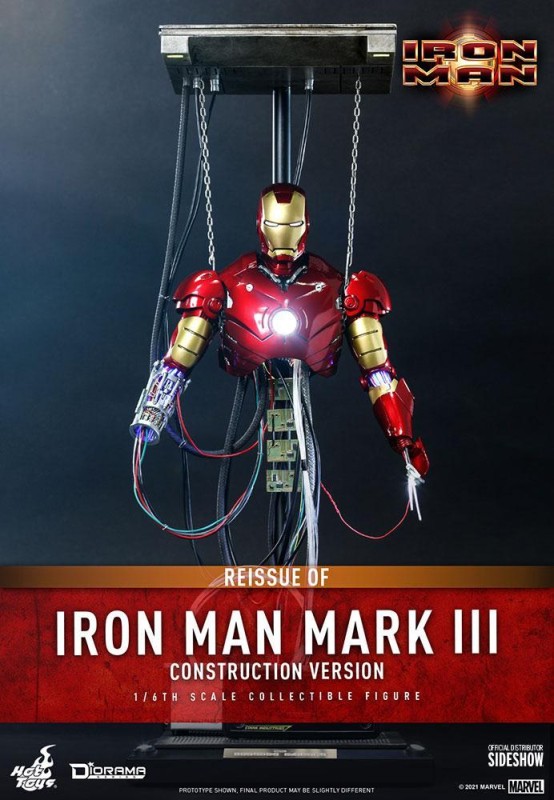 Hot Toys Iron Man Mark III (Construction Version) Sixth Scale Figure - 909185 - Marvel Comics / Iron Man