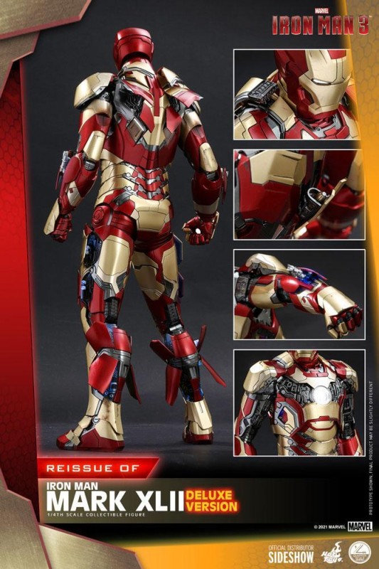 Hot Toys Iron Man Mark XLII (Deluxe Version) Quarter Scale Figure - 908659 - Marvel Comics / Iron Man 3