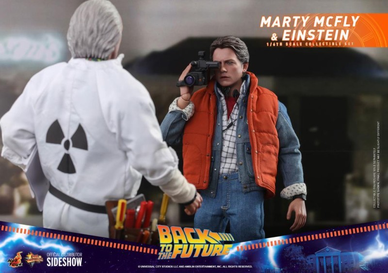 Hot Toys Marty McFly and Einstein Sixth Scale Figure Set 908378 Back To The Future / BTTF Movie Masterpiece Series MMS573