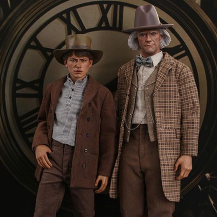 Hot Toys - Hot Toys Marty McFly & Doc Brown Back To The Future III Sixth Scale Figure Set - 909370 & 909369 - BTTF MMS616 / MMS617