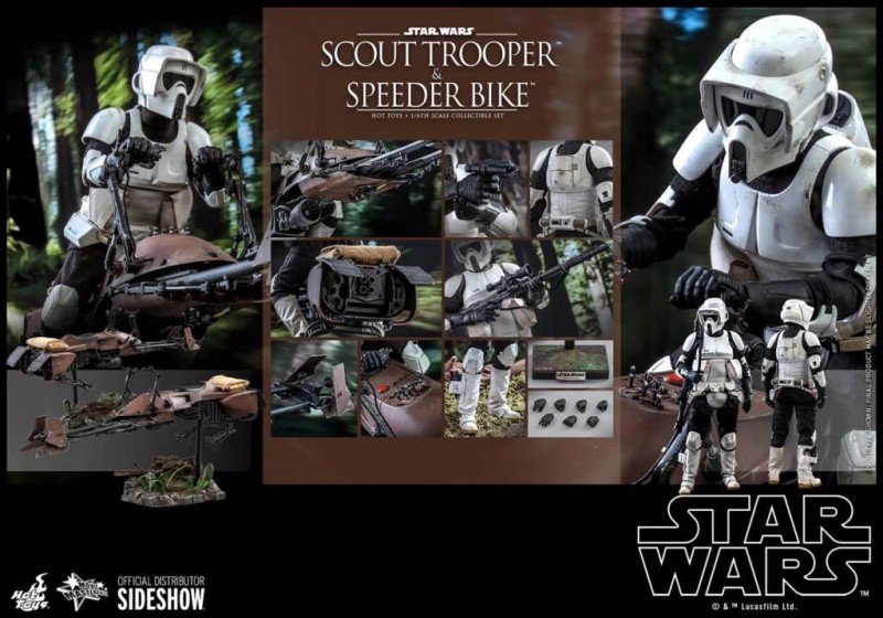 Hot Toys Scout Trooper and Speeder Bike (ROTJ) Sixth Scale Figure Set - MMS612 908855 -