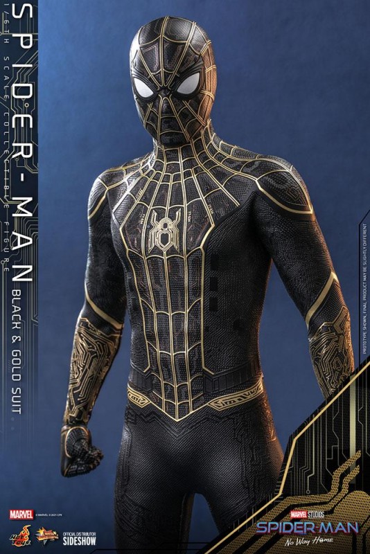 Hot Toys Spider-Man (Black & Gold Suit) Sixth Scale Figure 908916 / Marvel Comics / Spider-Man: No Way Home