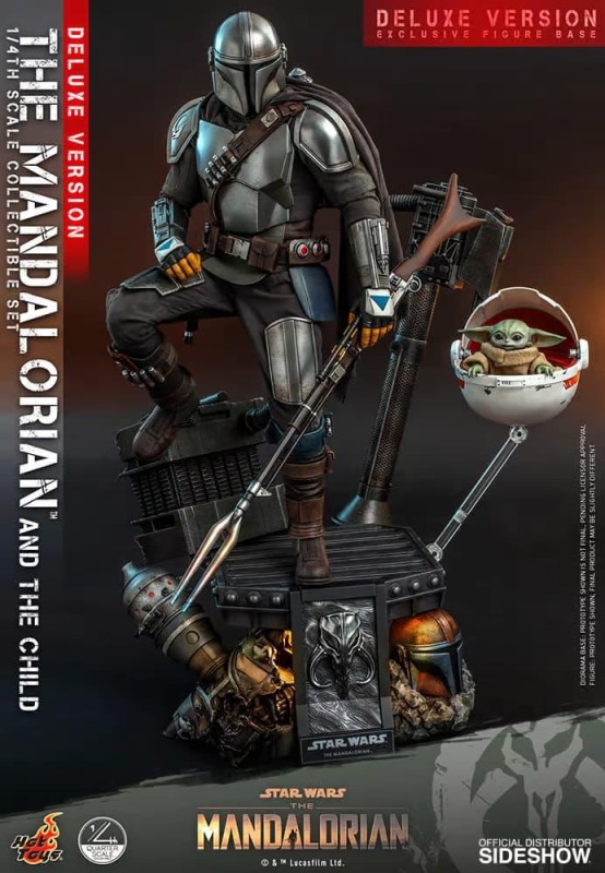 Hot Toys The Mandalorian and The Child ' Grogu ' (Deluxe) Quarter Scale Collectible Figure Set 907266 QS17 / Star Wars / The Clone Wars
