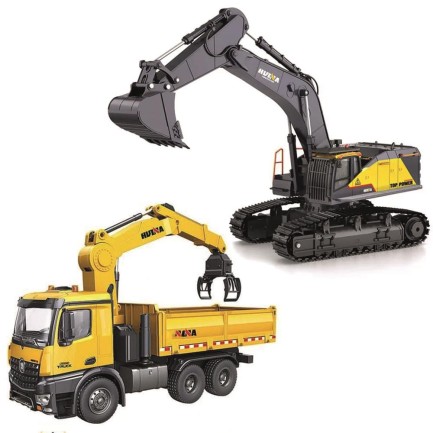 HUINA - HUINA 1592/1575 1/14 Yüksek Kalite RC Model - Metal Kepçeli Ekskavatör Kazıcı + Tutma Kollu Kepçeli Damperli Kamyon Kombo Set HUINA - HUINA 1592/1575 1/14 Yüksek Kalite RC Model - Metal Kepçeli Ekskavatör Kazıcı + Tutma Kollu Kepçeli Damperli Kamyon Kombo Set