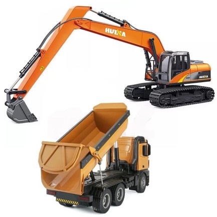 HUINA - HUINA 1551/1573 15 Kanal 1/14 RC Model Ekskavatör Paletli Kepçe Kazıcı + RC Model Damperli Kamyon Uzaktan Kumandalı Metal İş Makinası Sesli ve Işıklı HUINA - HUINA 1551/1573 15 Kanal 1/14 RC Model Ekskavatör Paletli Kepçe Kazıcı + RC Model Damperli Kamyon Uzaktan Kumandalı Metal İş Makinası Sesli ve Işıklı