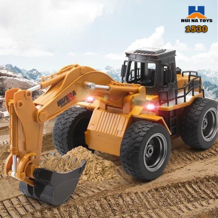 HUINA - HUINA 1/18 Yüksek Kalite 6 Kanal RC Model Ekskavatör Kepçe Kazici Uzaktan Kumandali Çok Fonksiyonlu RC İş Makinası - 2.4G Kumanda - Işıklı - 1530