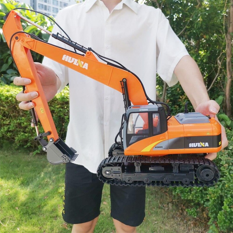 HUINA 1551 1/14 Yüksek Kalite 15CH RC Model Ekskavatör Paletli Kepçe Kazıcı Uzaktan Kumandalı RC İş Makinesi - 2.4G Full Fonksiyon Sesli ve Işıklı Turuncu (Uzun Kol)