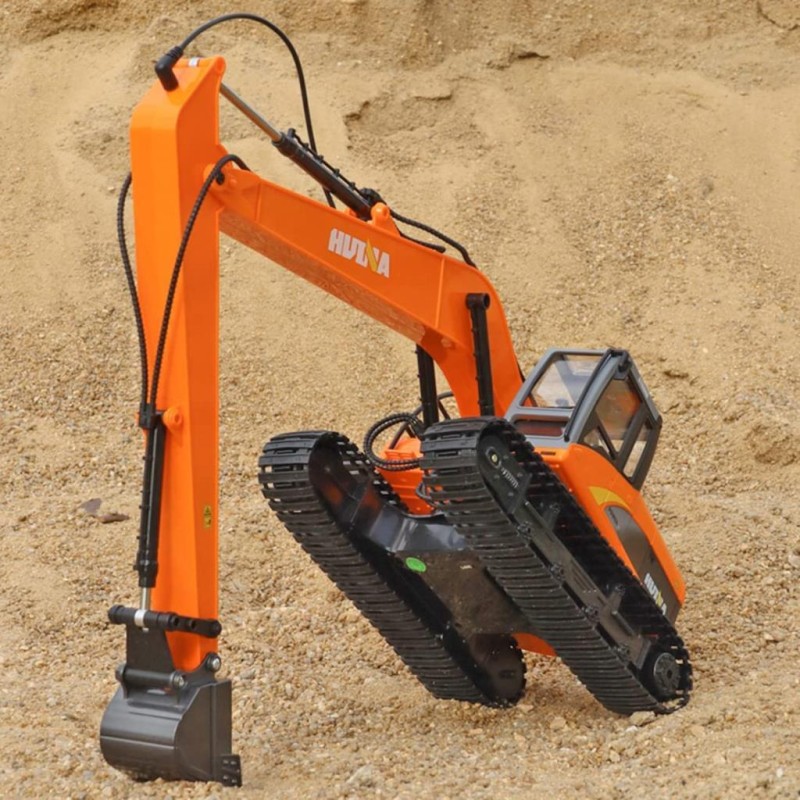 HUINA 1551 1/14 Yüksek Kalite 15CH RC Model Ekskavatör Paletli Kepçe Kazıcı Uzaktan Kumandalı RC İş Makinesi - 2.4G Full Fonksiyon Sesli ve Işıklı Turuncu (Uzun Kol)