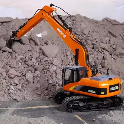 HUINA 1551 1/14 Yüksek Kalite 15CH RC Model Ekskavatör Paletli Kepçe Kazıcı Uzaktan Kumandalı RC İş Makinesi - 2.4G Full Fonksiyon Sesli ve Işıklı Turuncu (Uzun Kol) - Thumbnail