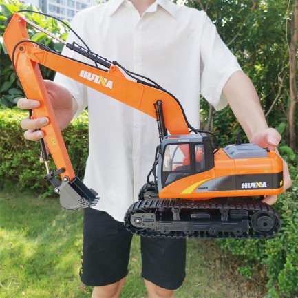 HUINA 1551 1/14 Yüksek Kalite 15CH RC Model Ekskavatör Paletli Kepçe Kazıcı Uzaktan Kumandalı RC İş Makinesi - 2.4G Full Fonksiyon Sesli ve Işıklı Turuncu (Uzun Kol) - Thumbnail