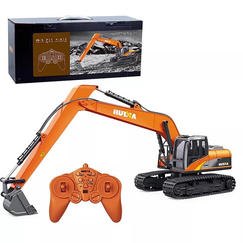 HUINA 1551 1/14 Yüksek Kalite 15CH RC Model Ekskavatör Paletli Kepçe Kazıcı Uzaktan Kumandalı RC İş Makinesi - 2.4G Full Fonksiyon Sesli ve Işıklı Turuncu (Uzun Kol)