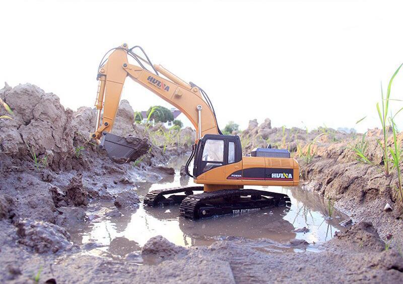 HUINA 1583/1580/1582 1/14 Yüksek Kalite RC Model - FULL METAL Wheel Loader Damper + FULL METAL Ekskavatör Paletli Kepçe Kazıcı + FULL METAL Damperli Kamyon - Süper Combo Set