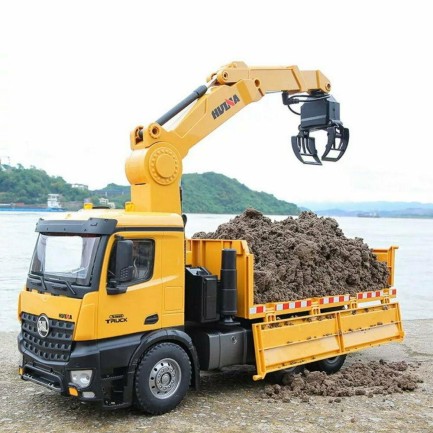 HUINA 1593/1575 1/14 Yüksek Kalite RC Model - Profesyonel Metal Kepçeli Kazıcı Ekskavatör + Tutma Kollu Kepçeli Damperli Kamyon Kombo Set - Thumbnail