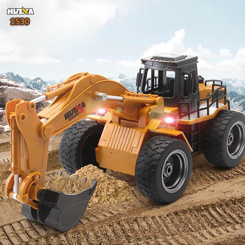 HUINA 1/18 Yüksek Kalite 6 Kanal RC Model Ekskavatör Kepçe Kazici Uzaktan Kumandali Çok Fonksiyonlu RC İş Makinası - 2.4G Kumanda - Işıklı - 1530