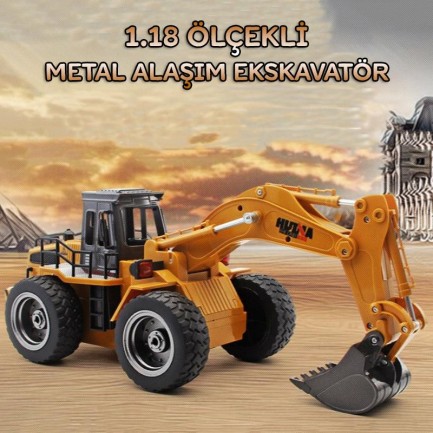 HUINA 1/18 Yüksek Kalite 6 Kanal RC Model Ekskavatör Kepçe Kazici Uzaktan Kumandali Çok Fonksiyonlu RC İş Makinası - 2.4G Kumanda - Işıklı - 1530 - Thumbnail