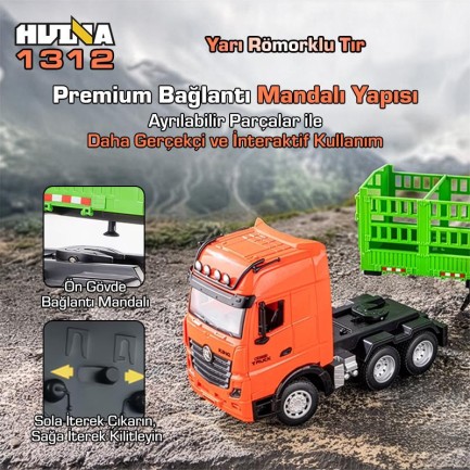 HUINA 1312 1/18 9CH RC Tır Taşıma Kamyonu - Thumbnail