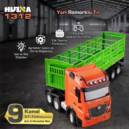 HUINA 1312 1/18 9CH RC Tır Taşıma Kamyonu - Thumbnail