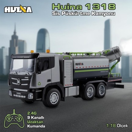 HUINA - HUINA 1316 1/18 RC Sis Püskürtme Kamyonu İş Makinesi Uzaktan Kumandalı RC Model - 2.4Ghz Gerçekçi Similasyon Ses ve Işık Sistemi