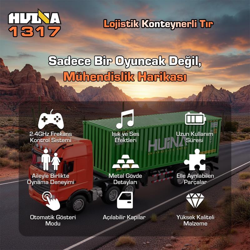 HUINA 1317 RC Tır ve Konteyner Kumandalı İş Makinesi