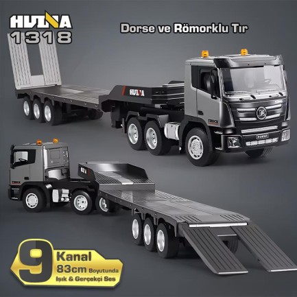 HUINA 1318 1/24 RC Dorse ve Römorklu Tır Kamyon Uzaktan Kumandalı İş Makinesi İnşaat RC Model - 2.4Ghz Gerçekçi Similasyon Ses ve Işık Sistemi - Thumbnail