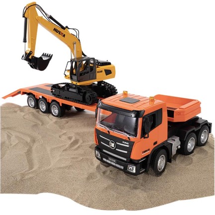 HUINA - HUINA 1319 RC Römorklu Kamyon ve Dozer Kumandalı İş Makinesi