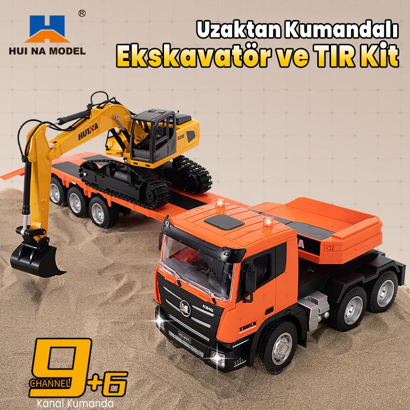 HUINA 1319 RC Römorklu Kamyon ve Dozer Kumandalı İş Makinesi