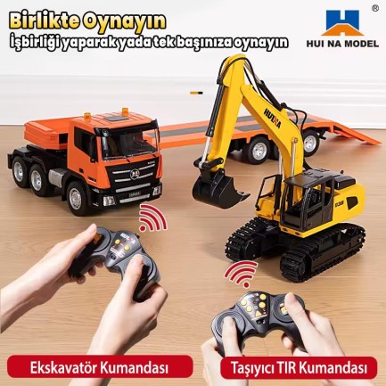 HUINA 1319 RC Römorklu Kamyon ve Dozer Kumandalı İş Makinesi - Thumbnail